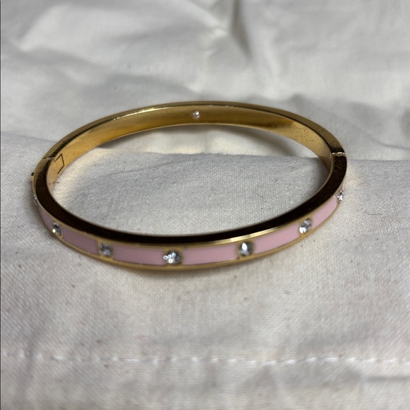 EUC Kate Spade Gold and Pink Crystal Hinged Bracelet… - Picture 3 of 4